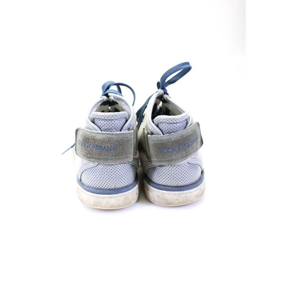 Dolce and Gabbana Mens Leather High Top Sneakers Beige Sky Blue Size 8.5 - Picture 3 of 7